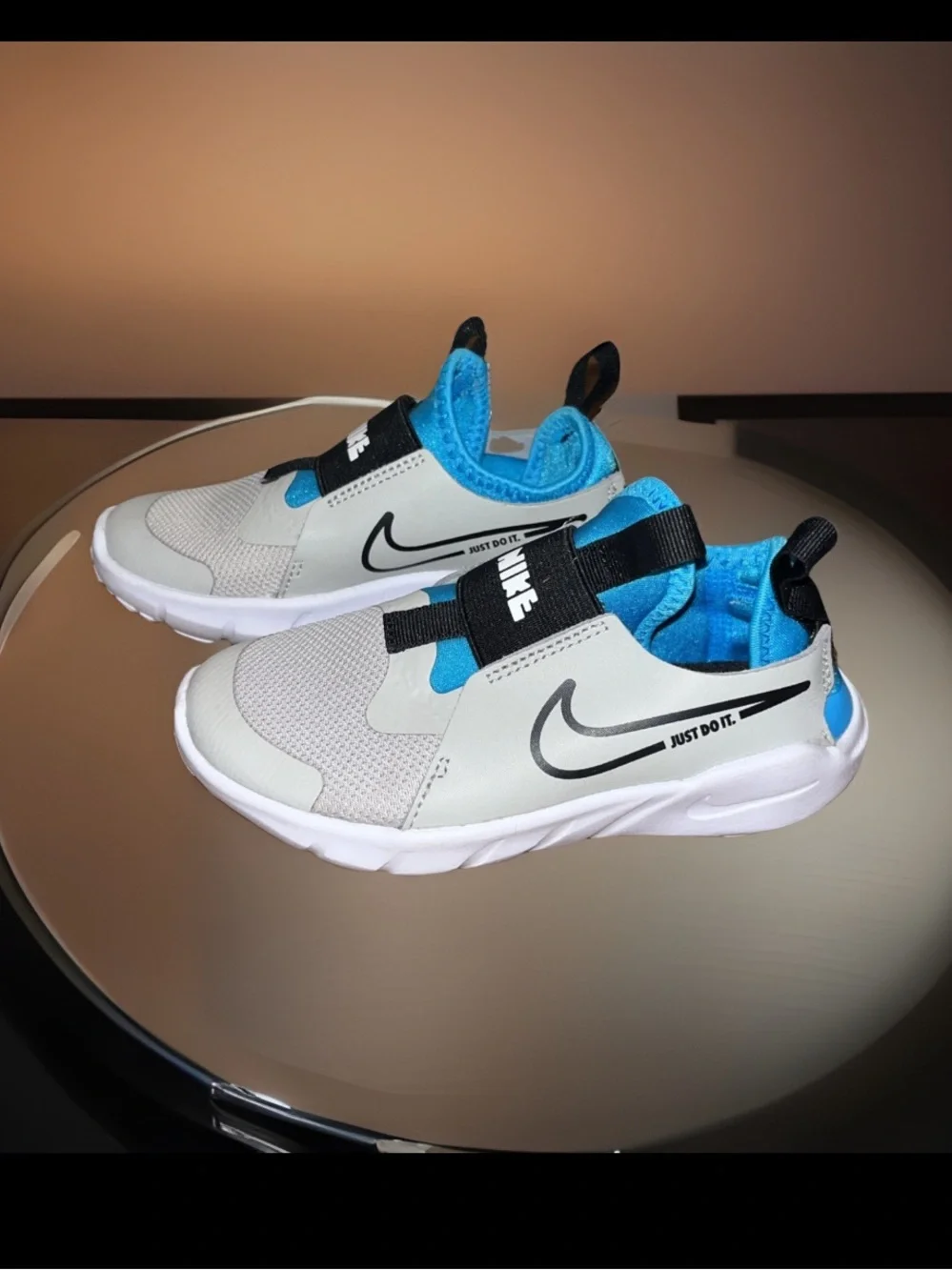 Nike FLEX RUNNER 2 PS 'LIGHT IRON ORE BLUE LIGHTNING' Lace Free Booty Style
